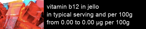 vitamin b12 in jello information and values per serving and 100g